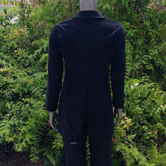 ALLEN SAMO LADIES VINTAGE BLACK FAUX SUEDE (3) BUTTON JACKET *UNLINED (USA) - Picture 12 of 17